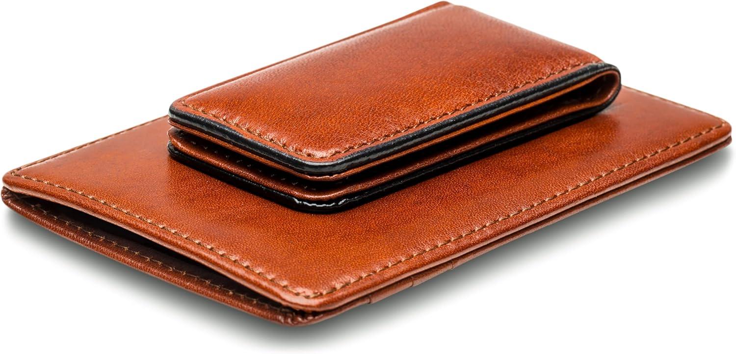 image:imageBosca Old Leather RFID Blocking Front Pocket Wallet with Magnetic Money Clip Leather Wallet for MenAmber