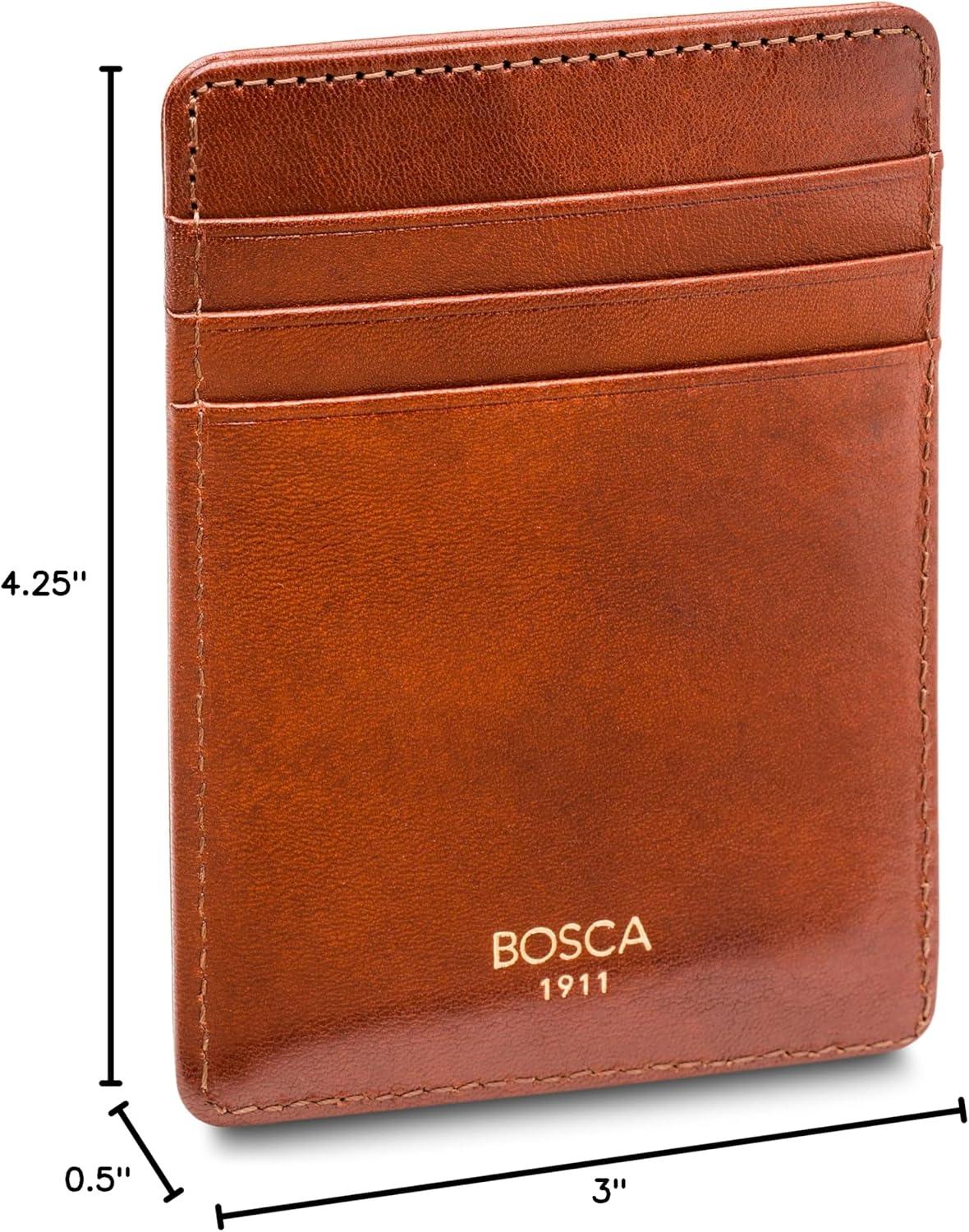 image:imageBosca Old Leather RFID Blocking Front Pocket Wallet with Magnetic Money Clip Leather Wallet for MenAmber