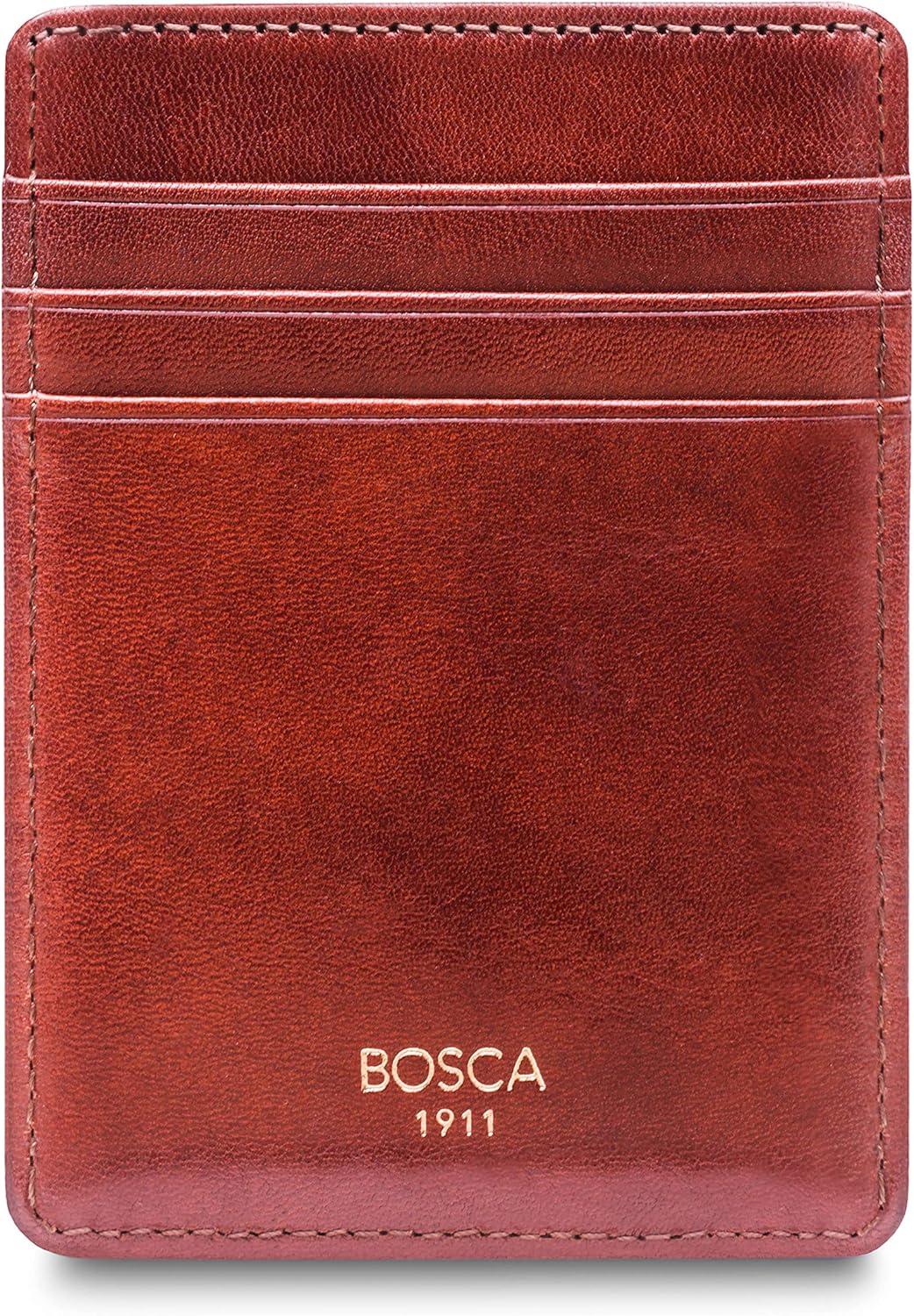 image:imageBosca Old Leather RFID Blocking Front Pocket Wallet with Magnetic Money Clip Leather Wallet for MenCognac