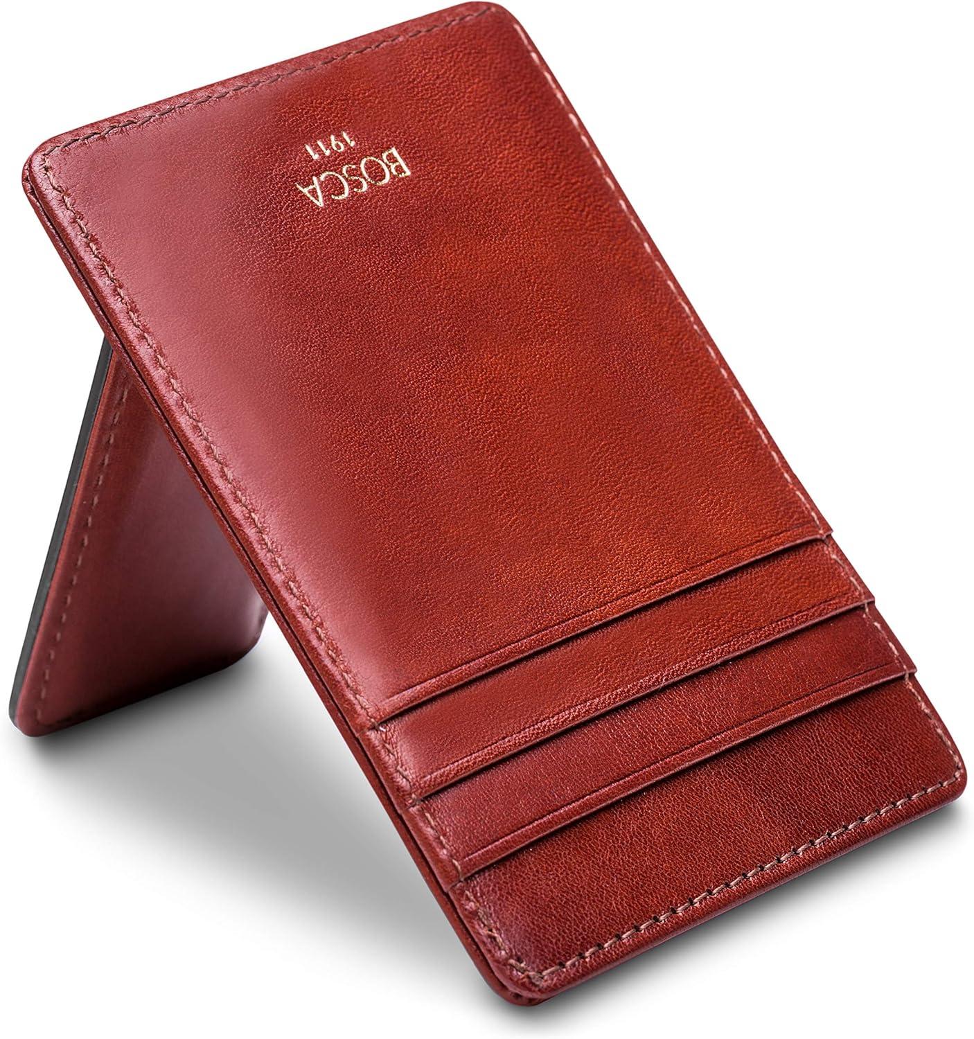 image:imageBosca Old Leather RFID Blocking Front Pocket Wallet with Magnetic Money Clip Leather Wallet for MenCognac