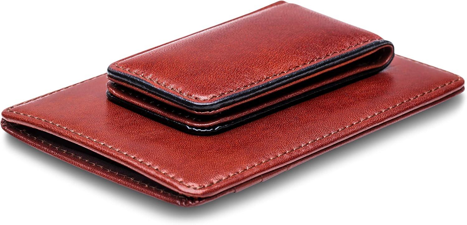 image:imageBosca Old Leather RFID Blocking Front Pocket Wallet with Magnetic Money Clip Leather Wallet for MenCognac