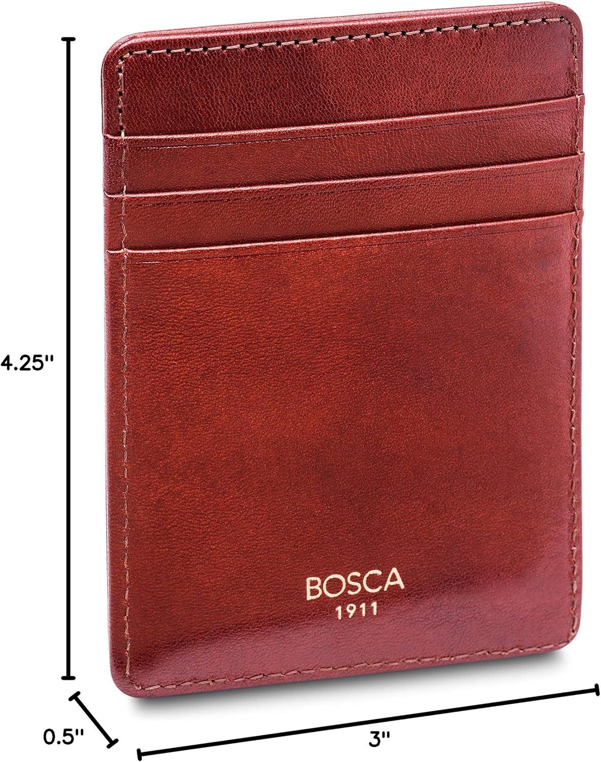 image:imageBosca Old Leather RFID Blocking Front Pocket Wallet with Magnetic Money Clip Leather Wallet for MenCognac