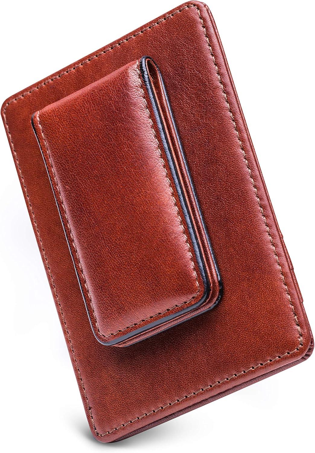 image:imageBosca Old Leather RFID Blocking Front Pocket Wallet with Magnetic Money Clip Leather Wallet for MenCognac