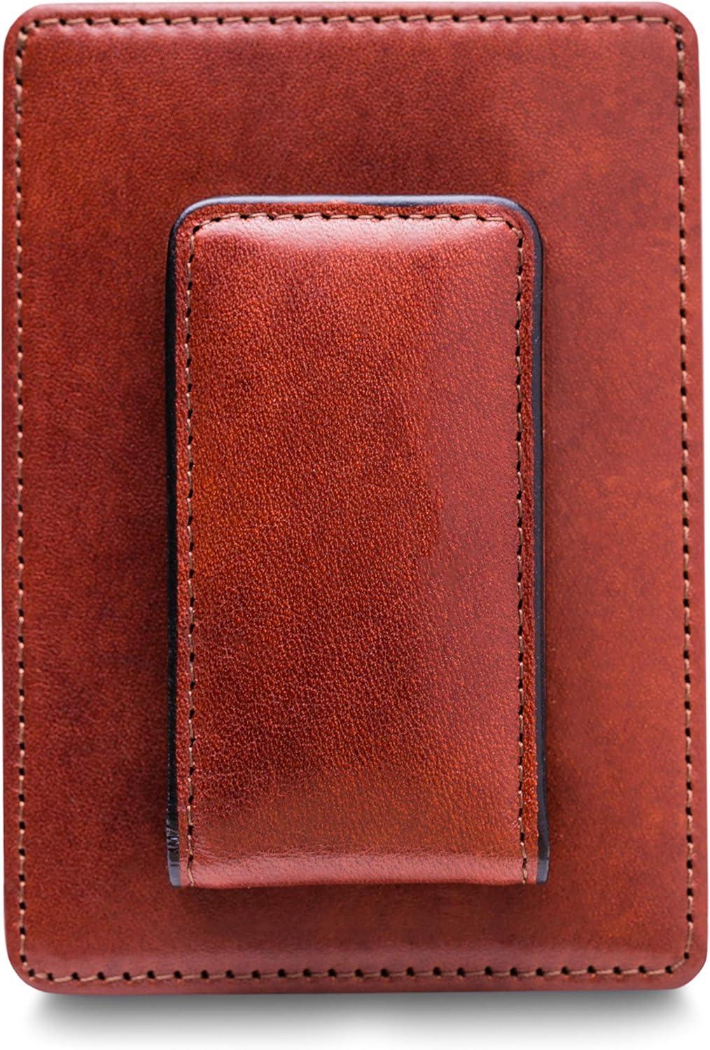 image:imageBosca Old Leather RFID Blocking Front Pocket Wallet with Magnetic Money Clip Leather Wallet for MenCognac