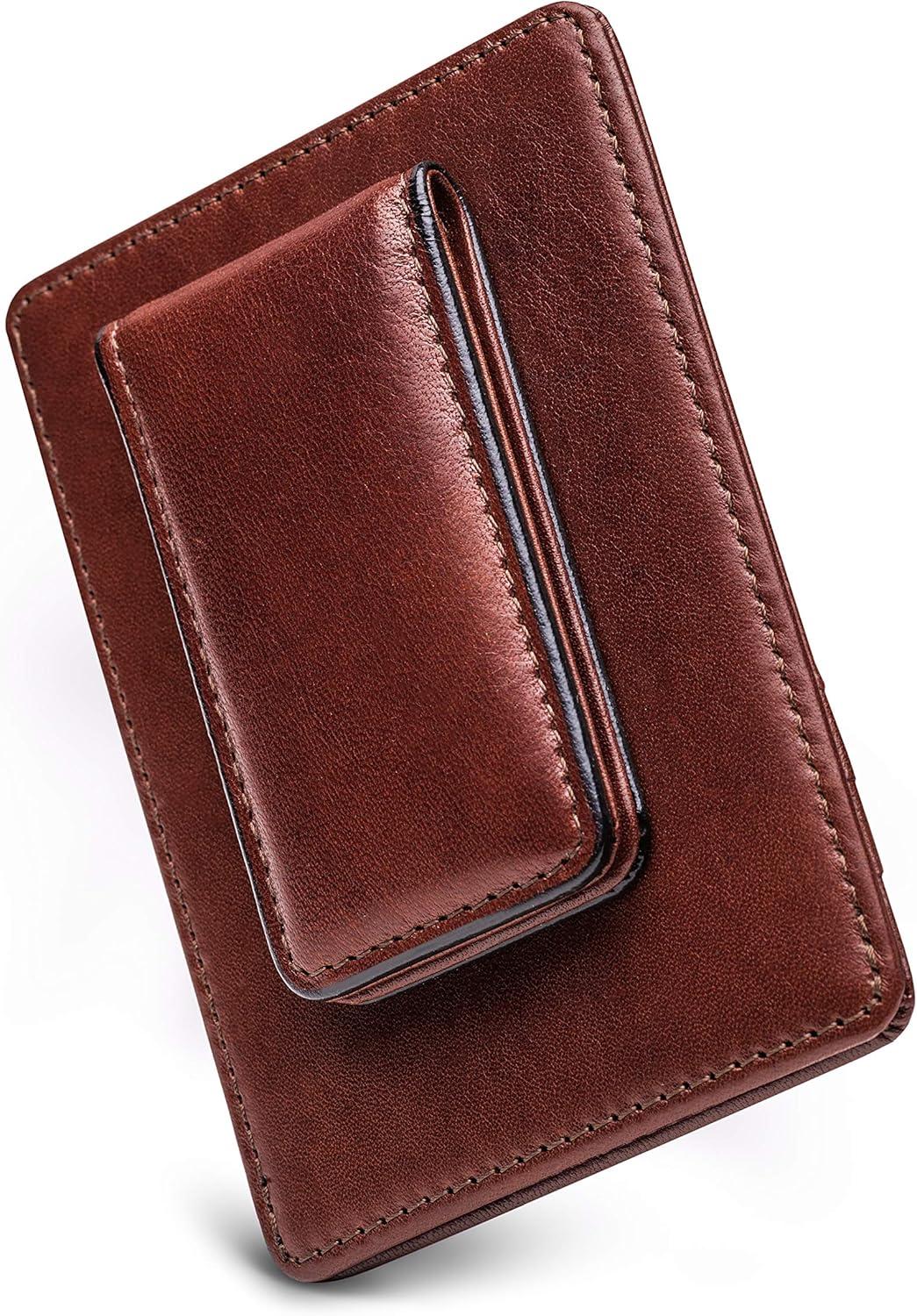 image:imageBosca Old Leather RFID Blocking Front Pocket Wallet with Magnetic Money Clip Leather Wallet for MenDark Brown