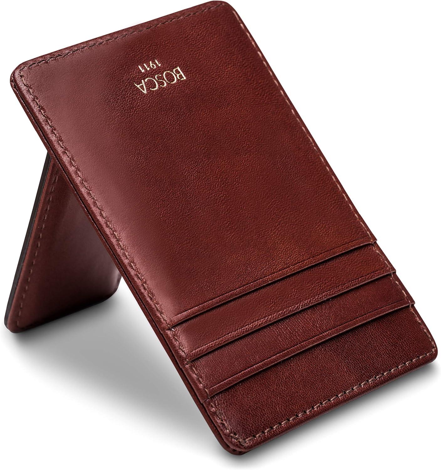 image:imageBosca Old Leather RFID Blocking Front Pocket Wallet with Magnetic Money Clip Leather Wallet for MenDark Brown