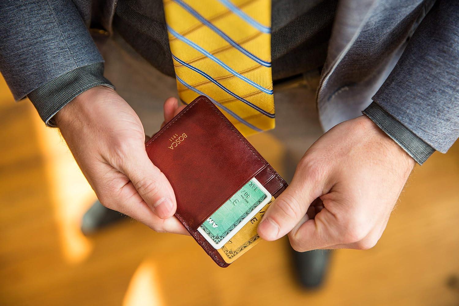 image:imageBosca Old Leather RFID Blocking Front Pocket Wallet with Magnetic Money Clip Leather Wallet for MenDark Brown