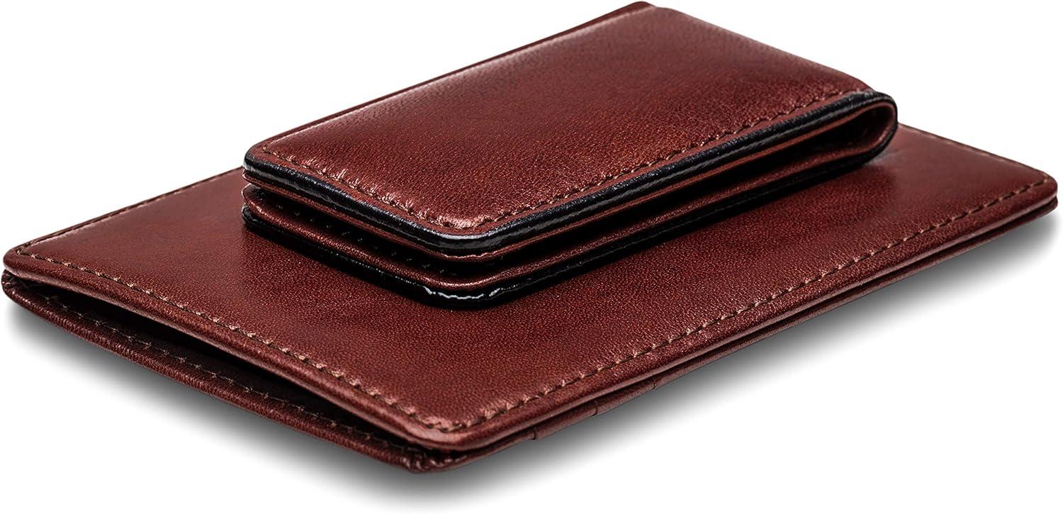 image:imageBosca Old Leather RFID Blocking Front Pocket Wallet with Magnetic Money Clip Leather Wallet for MenDark Brown