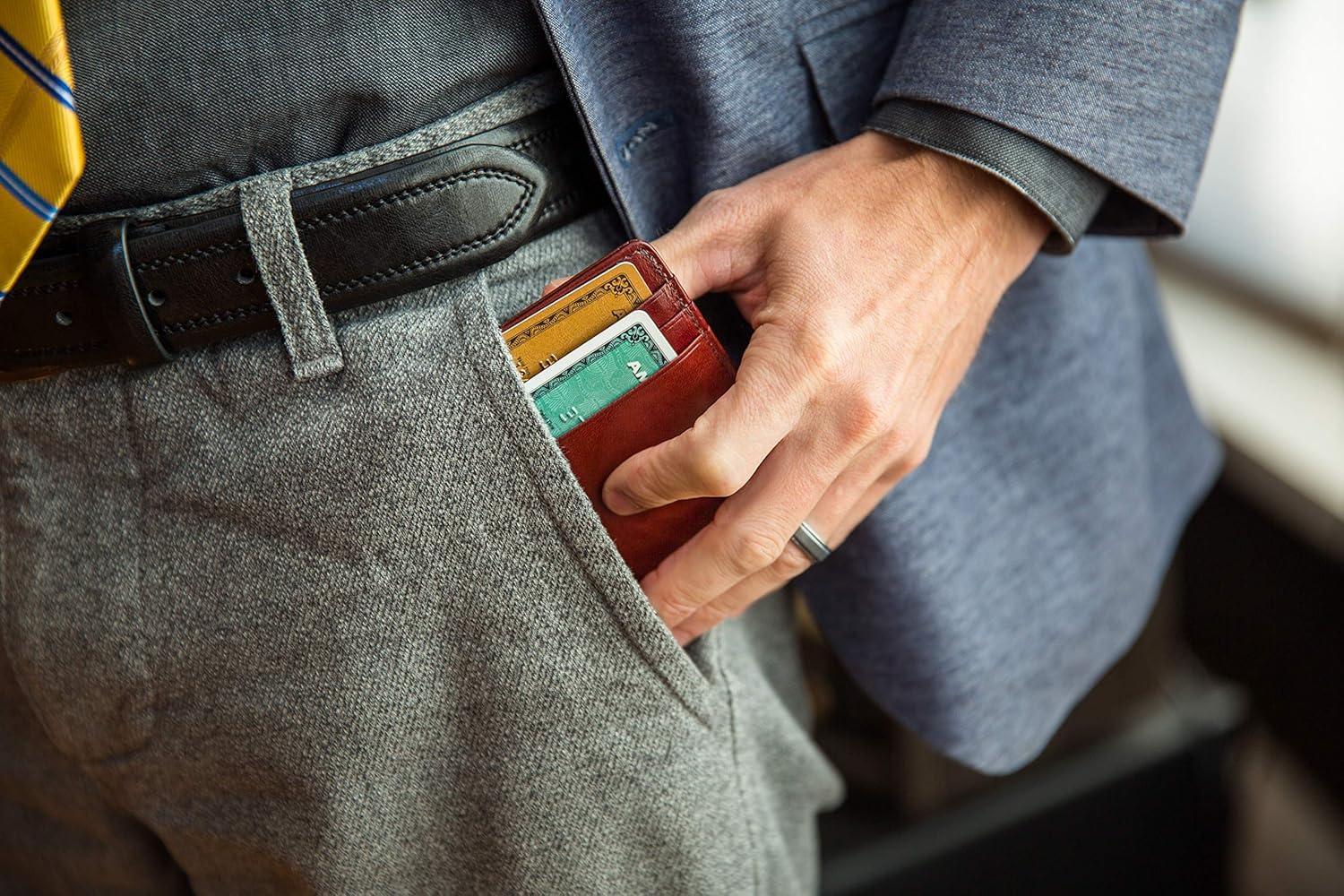 image:imageBosca Old Leather RFID Blocking Front Pocket Wallet with Magnetic Money Clip Leather Wallet for MenDark Brown