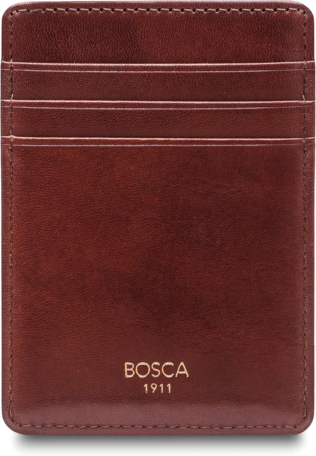 image:imageBosca Old Leather RFID Blocking Front Pocket Wallet with Magnetic Money Clip Leather Wallet for MenDark Brown