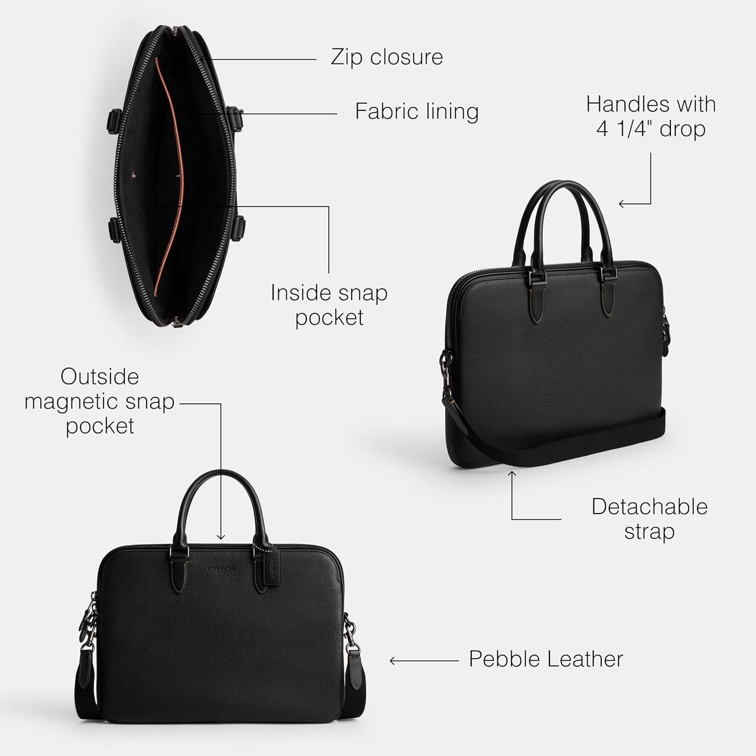 image:imageCOACH Mens Gotham Slim BriefcaseBlack