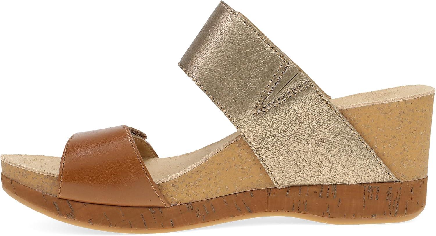 image:imageDansko Shannon SlipOn Wedge Sandal for Women CorkEVA Wedge with Arch Support Fully Adjustable StrapsVersatile Casual to Dressy FootwearGold Tan