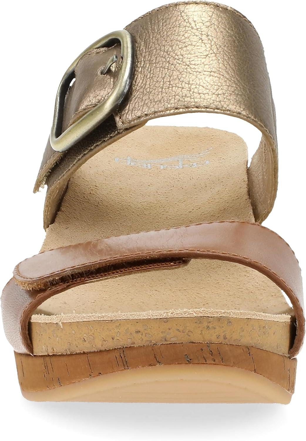 image:imageDansko Shannon SlipOn Wedge Sandal for Women CorkEVA Wedge with Arch Support Fully Adjustable StrapsVersatile Casual to Dressy FootwearGold Tan