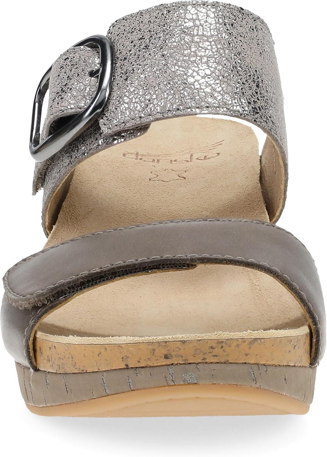 image:imageDansko Shannon SlipOn Wedge Sandal for Women CorkEVA Wedge with Arch Support Fully Adjustable StrapsVersatile Casual to Dressy FootwearPewterTaupe