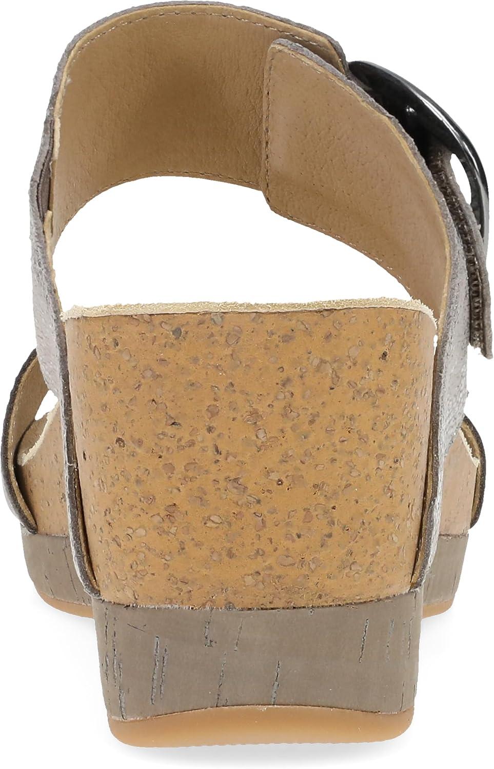 image:imageDansko Shannon SlipOn Wedge Sandal for Women CorkEVA Wedge with Arch Support Fully Adjustable StrapsVersatile Casual to Dressy FootwearPewterTaupe