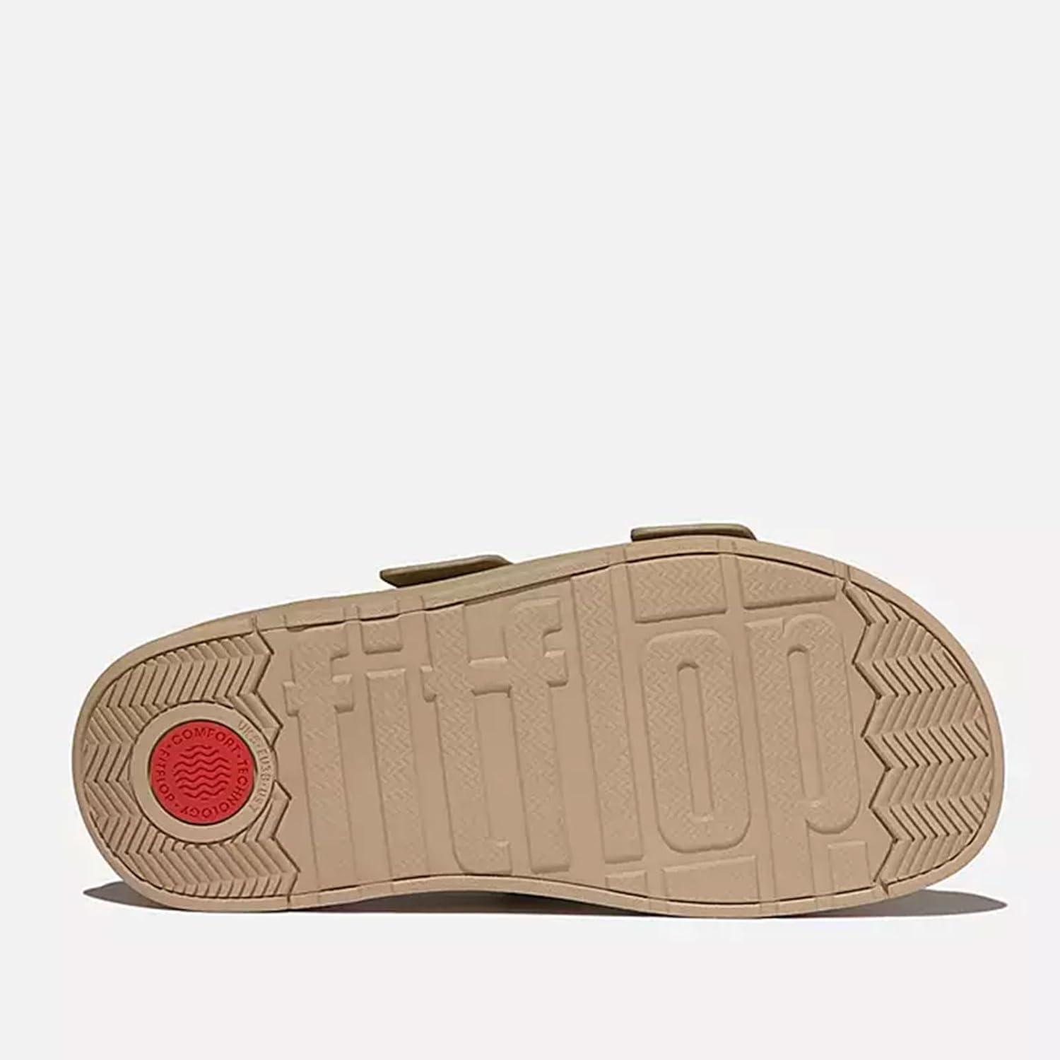 image:imageFitFlop Womens GenFF Buckle TwoBar Suede Slides Lightweight Ergonomic Adjustable SlipOn Platform Sandals wChunky SoleCappuccino