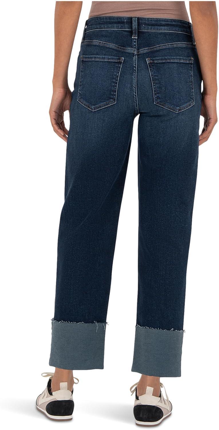 image:imageKUT from The Kloth Womens Fay High Rise Fab Ab Straight Legroll Up Raw HemUnequalled
