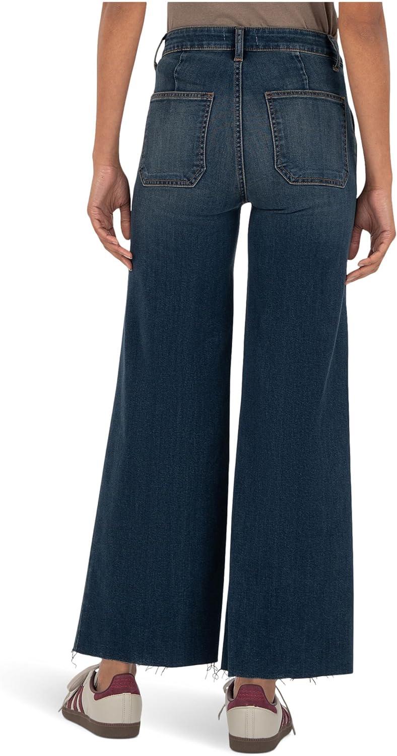 image:imageKUT from The Kloth Womens Meg HighRise Porck Chop Front Pockets Wide Leg Raw HemAdvantaged