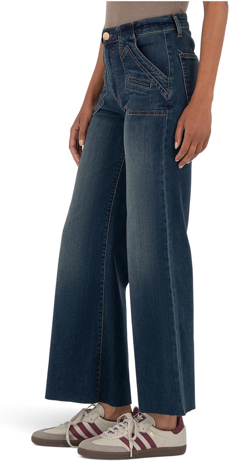 image:imageKUT from The Kloth Womens Meg HighRise Porck Chop Front Pockets Wide Leg Raw HemAdvantaged