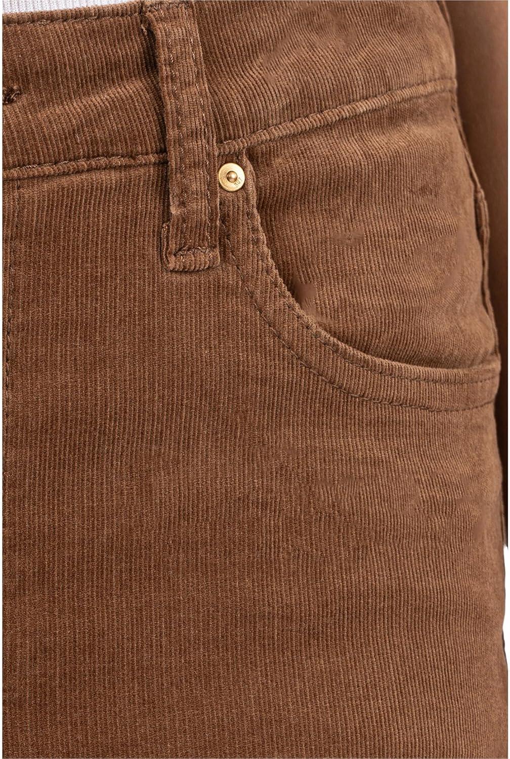 image:imageKUT from The Kloth Womens Rachael Corduroy High Rise Fab Ab Mom Regular HemLong in RosemaryCognac