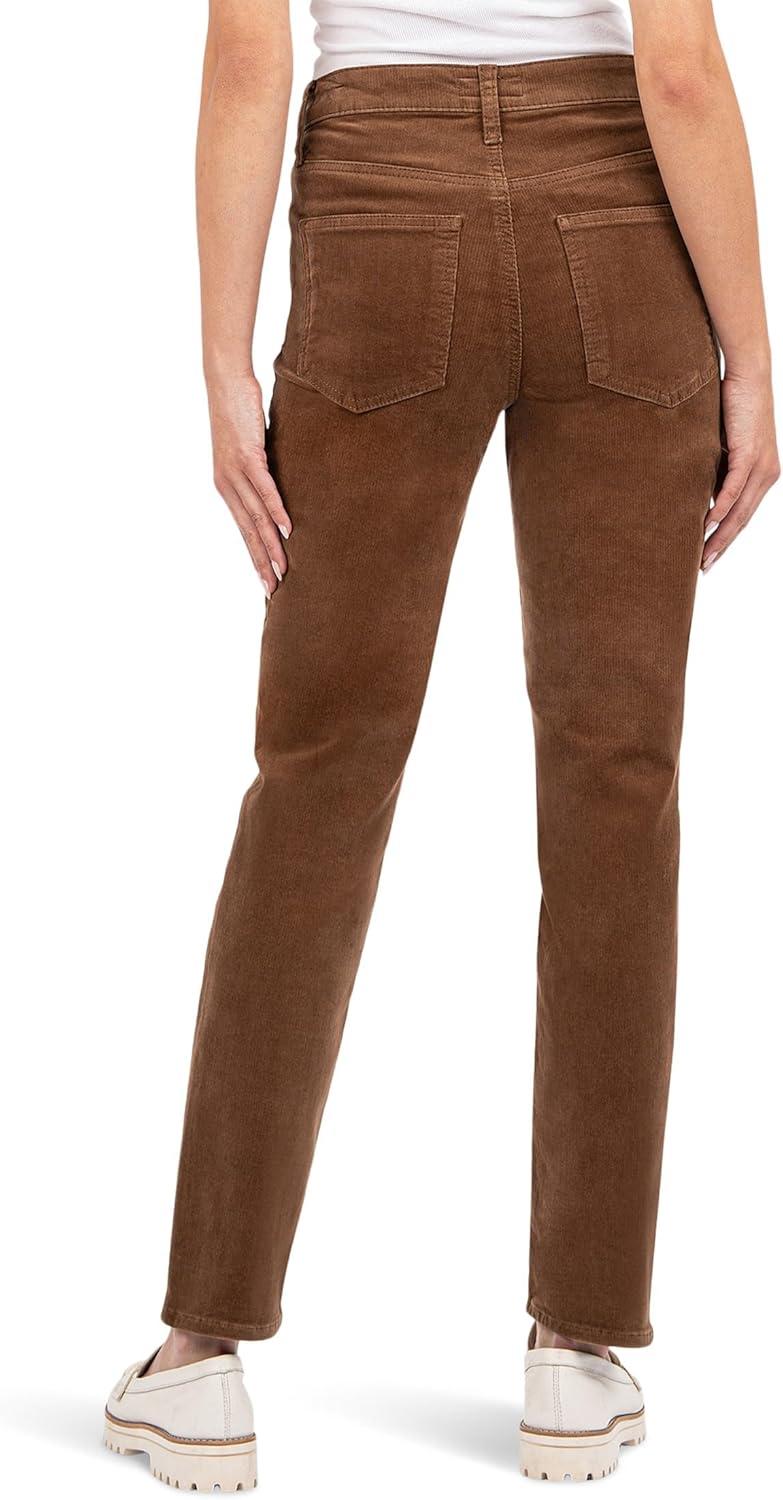 image:imageKUT from The Kloth Womens Rachael Corduroy High Rise Fab Ab Mom Regular HemLong in RosemaryCognac