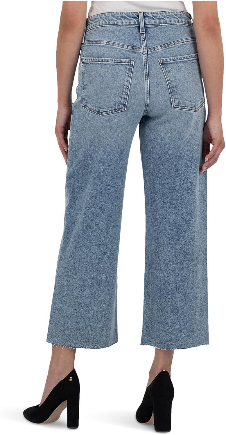image:imageKUT from the Kloth Womens Gwen HighRise Wide Leg Slouchy Raw Hem 5 Pockets in AcuteAcute