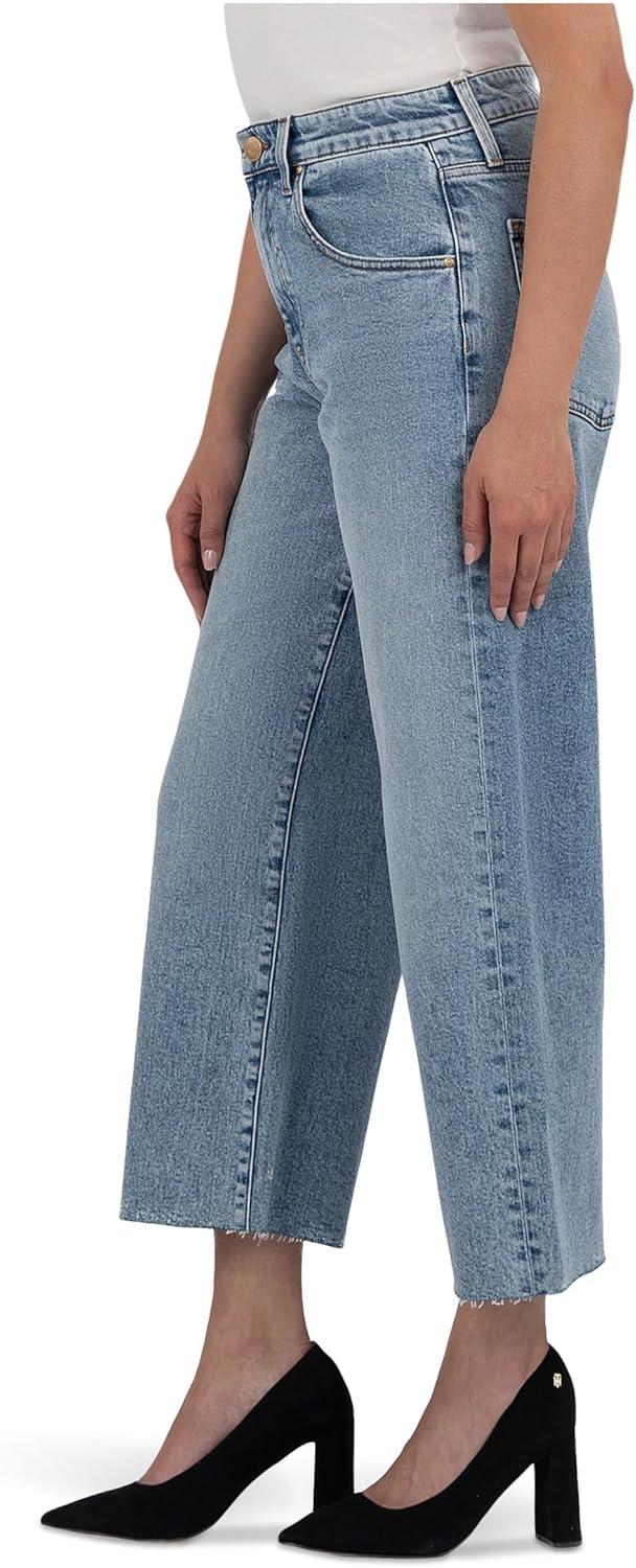 image:imageKUT from the Kloth Womens Gwen HighRise Wide Leg Slouchy Raw Hem 5 Pockets in AcuteAcute