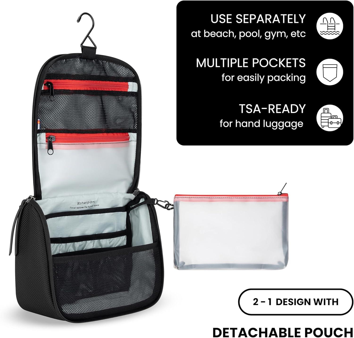 image:imageSherpani CoPilot Travel Toiletry Bag Hanging Cosmetic Organizer Water Resistant Makeup Bag Shower Dopp Kit Essentials Toiletries for Women Travel Gift SakuraCarbon Signature
