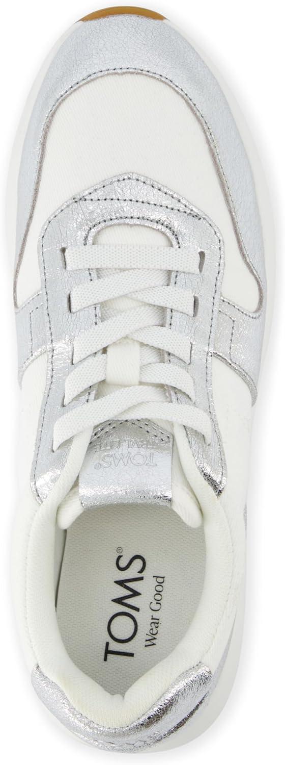 image:imageToms Womens Verona MidWater Repellent Silver Crinkle Metallic Leather Vintage Twill