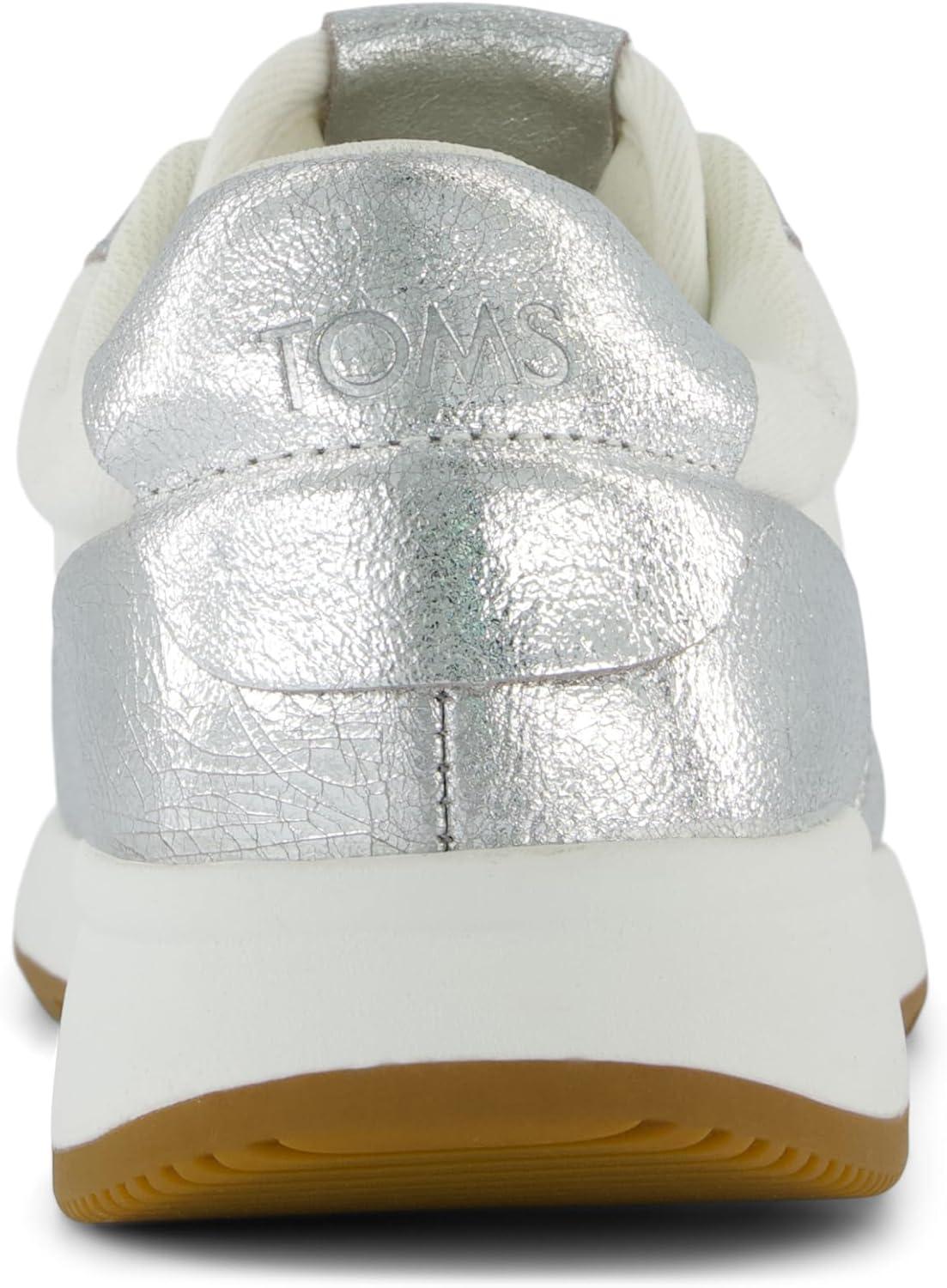 image:imageToms Womens Verona MidWater Repellent Silver Crinkle Metallic Leather Vintage Twill