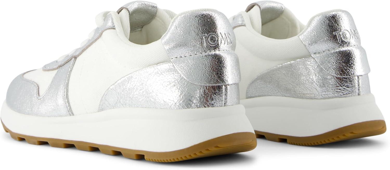 image:imageToms Womens Verona MidWater Repellent Silver Crinkle Metallic Leather Vintage Twill