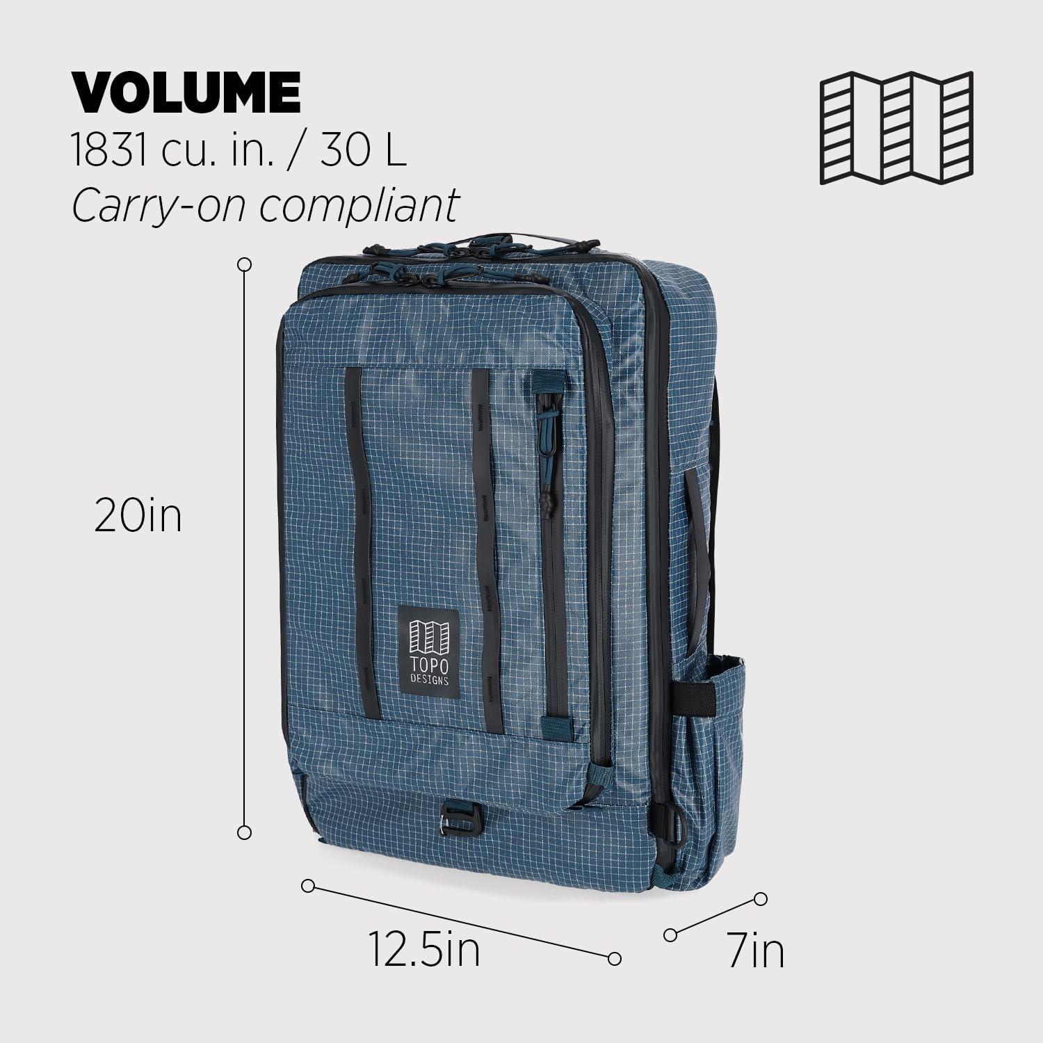 image:imageTopo Designs Global Travel Bag 3040 Liter Carryon Compliant Versatile Pack 3 Carry Options External Laptop Sleeve EcoFriendly 30L Apex Pond BlueApex Pond Blue