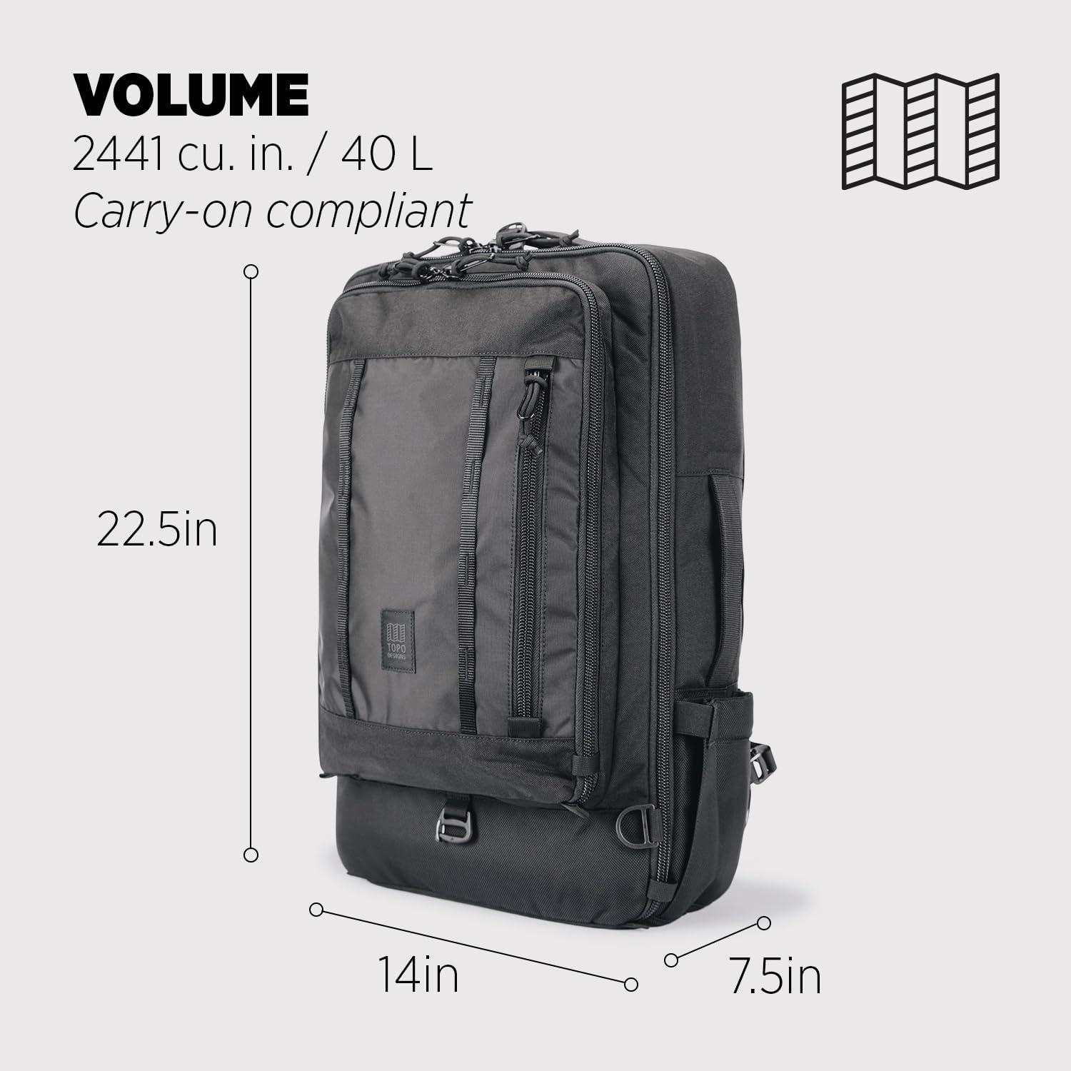 image:imageTopo Designs Global Travel Bag 3040 Liter Carryon Compliant Versatile Pack 3 Carry Options External Laptop Sleeve EcoFriendly 30L Apex Pond BlueBlack
