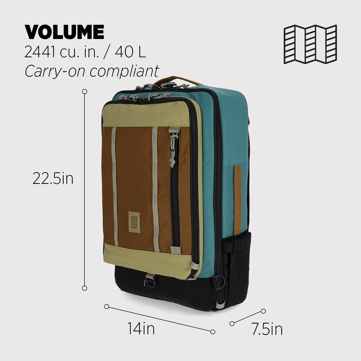 image:imageTopo Designs Global Travel Bag 3040 Liter Carryon Compliant Versatile Pack 3 Carry Options External Laptop Sleeve EcoFriendly 30L Apex Pond BlueCaribbeanDark Khaki