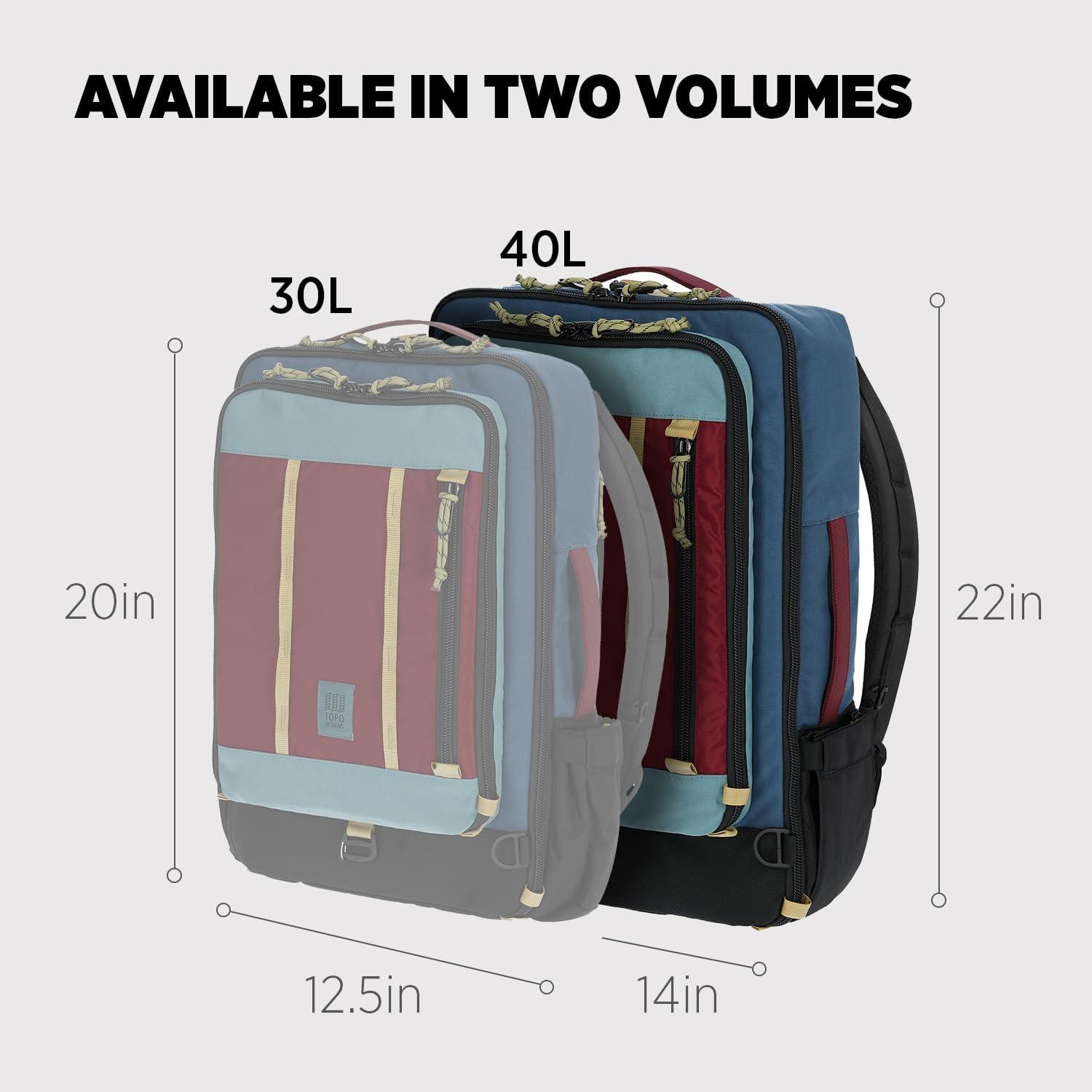 image:imageTopo Designs Global Travel Bag 3040 Liter Carryon Compliant Versatile Pack 3 Carry Options External Laptop Sleeve EcoFriendly 30L Apex Pond BlueDark DenimBurgundy