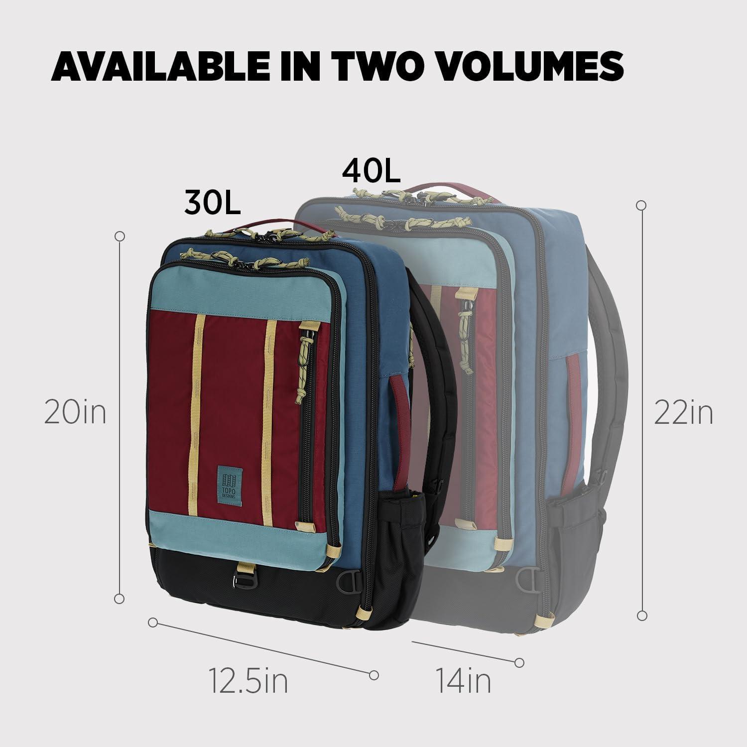 image:imageTopo Designs Global Travel Bag 3040 Liter Carryon Compliant Versatile Pack 3 Carry Options External Laptop Sleeve EcoFriendly 30L Apex Pond BlueDark Denim Burgundy