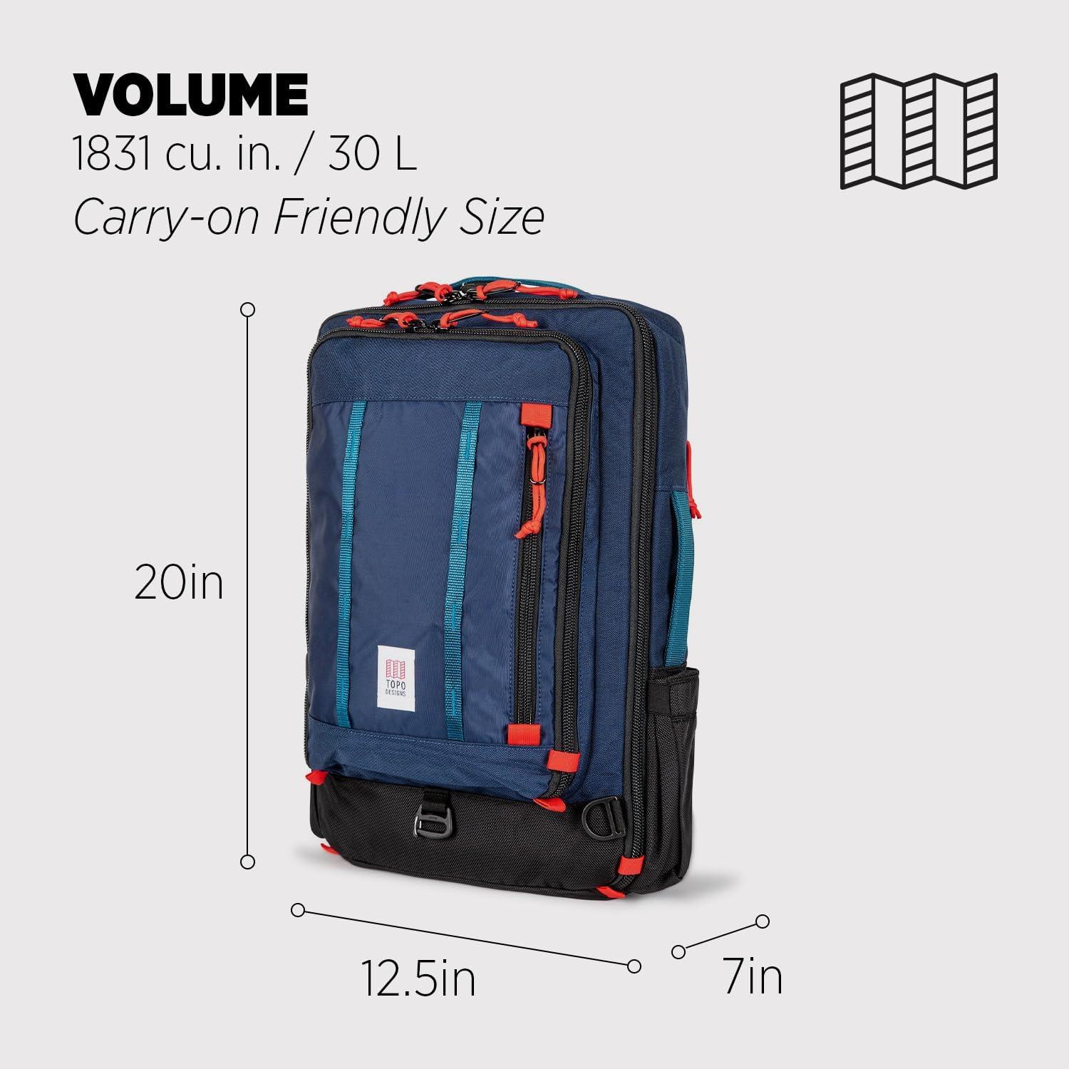 image:imageTopo Designs Global Travel Bag 3040 Liter Carryon Compliant Versatile Pack 3 Carry Options External Laptop Sleeve EcoFriendly 30L Apex Pond BlueNavy