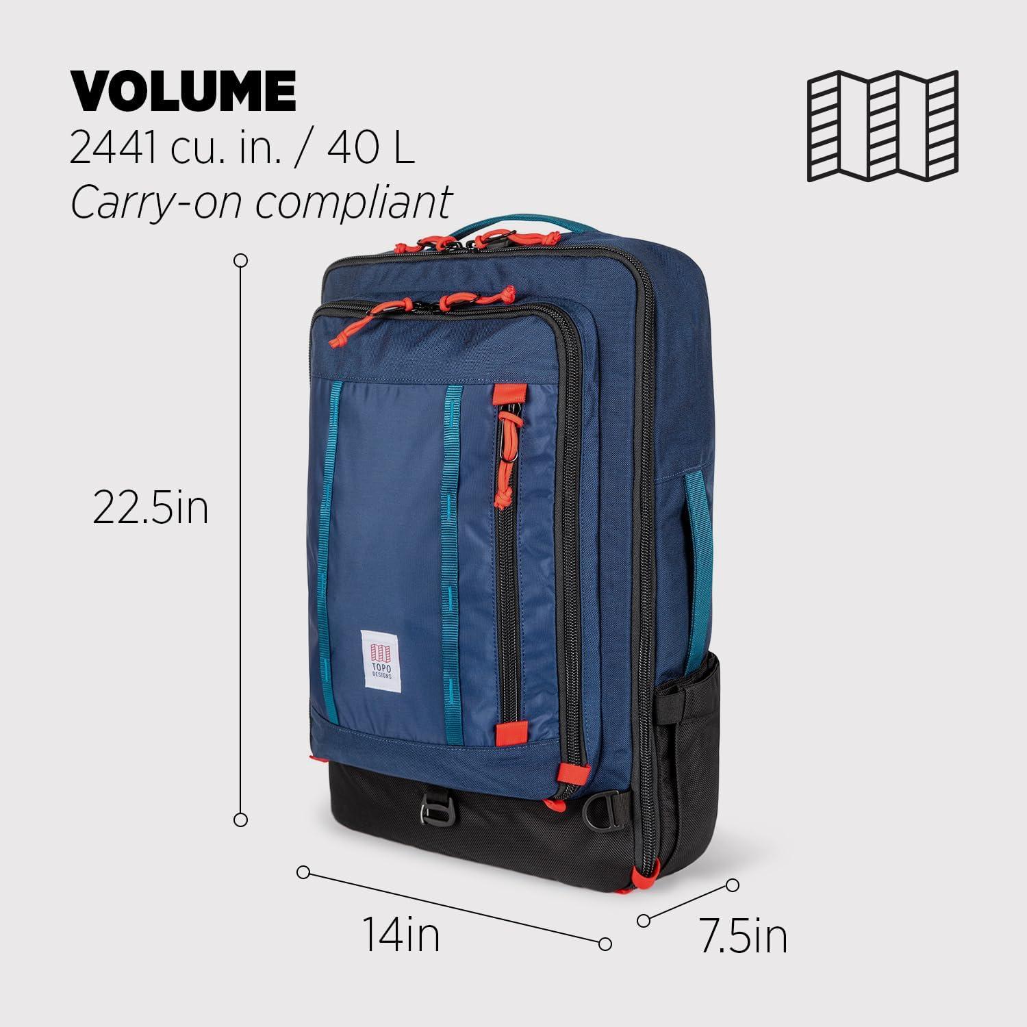 image:imageTopo Designs Global Travel Bag 3040 Liter Carryon Compliant Versatile Pack 3 Carry Options External Laptop Sleeve EcoFriendly 30L Apex Pond BlueNavy
