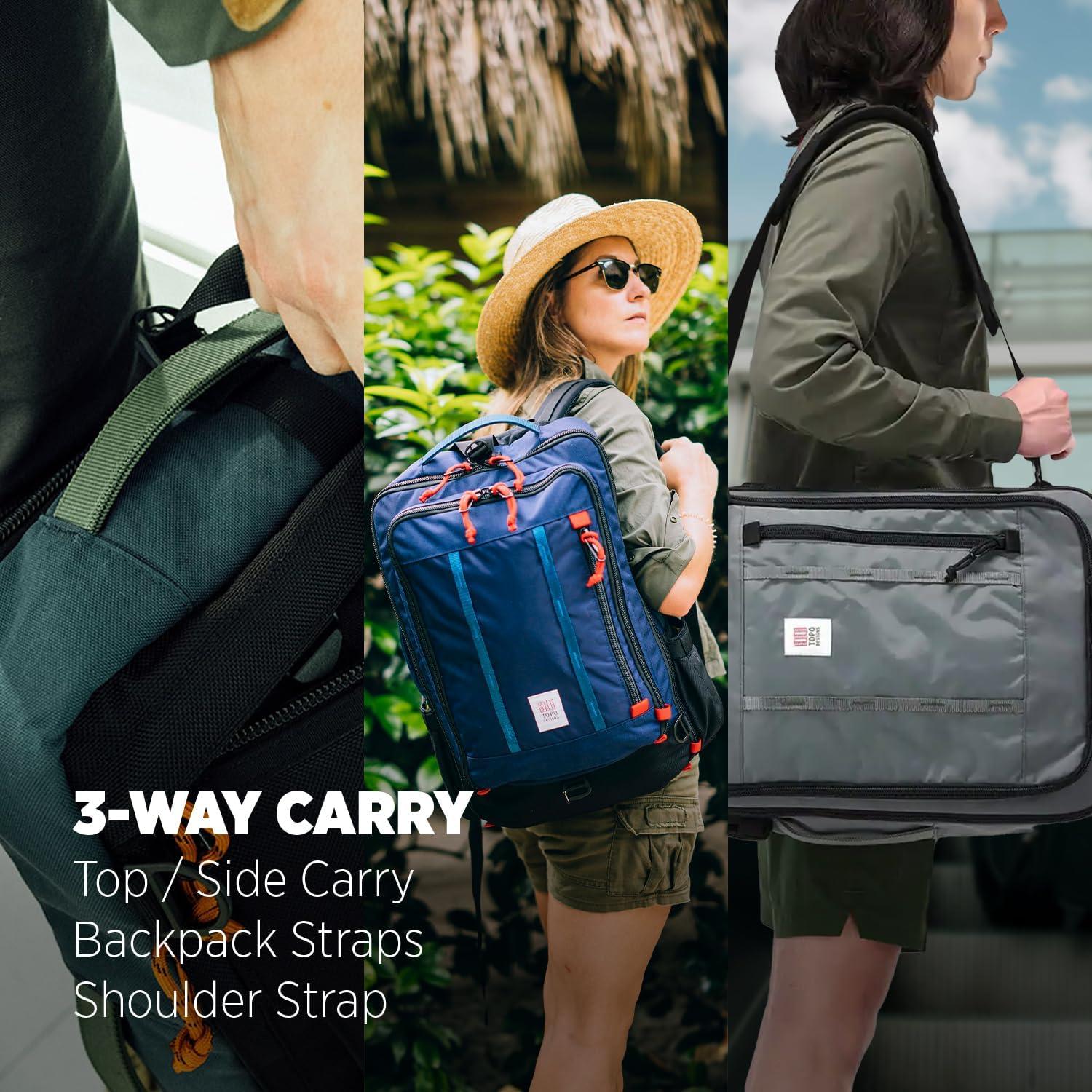 image:imageTopo Designs Global Travel Bag 3040 Liter Carryon Compliant Versatile Pack 3 Carry Options External Laptop Sleeve EcoFriendly 30L Apex Pond BlueNavySahara