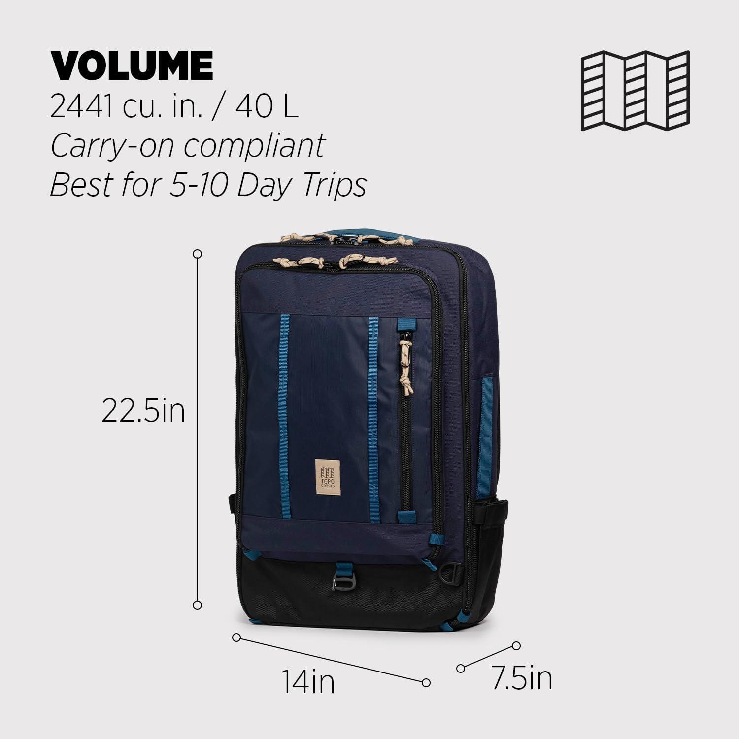 image:imageTopo Designs Global Travel Bag 3040 Liter Carryon Compliant Versatile Pack 3 Carry Options External Laptop Sleeve EcoFriendly 30L Apex Pond BlueNavySahara
