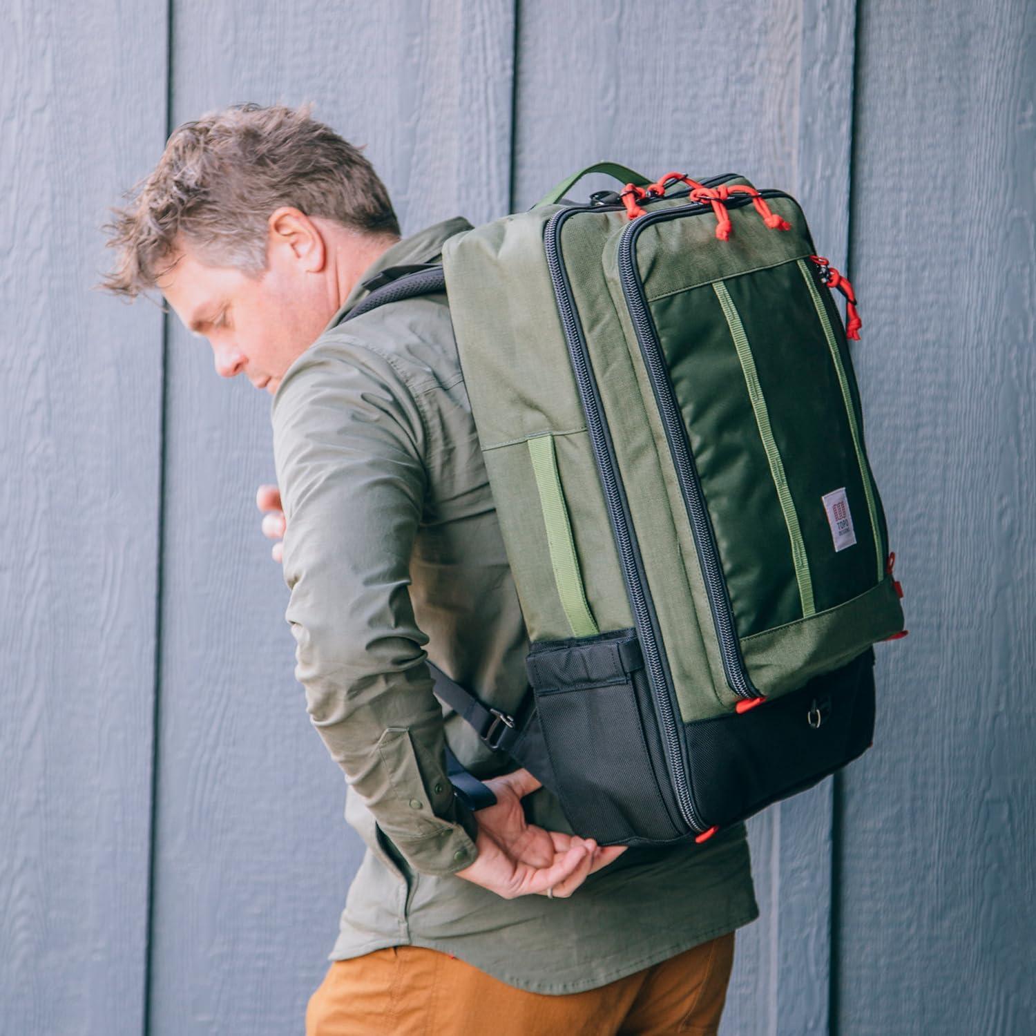 image:imageTopo Designs Global Travel Bag 3040 Liter Carryon Compliant Versatile Pack 3 Carry Options External Laptop Sleeve EcoFriendly 30L Apex Pond BlueNavySahara