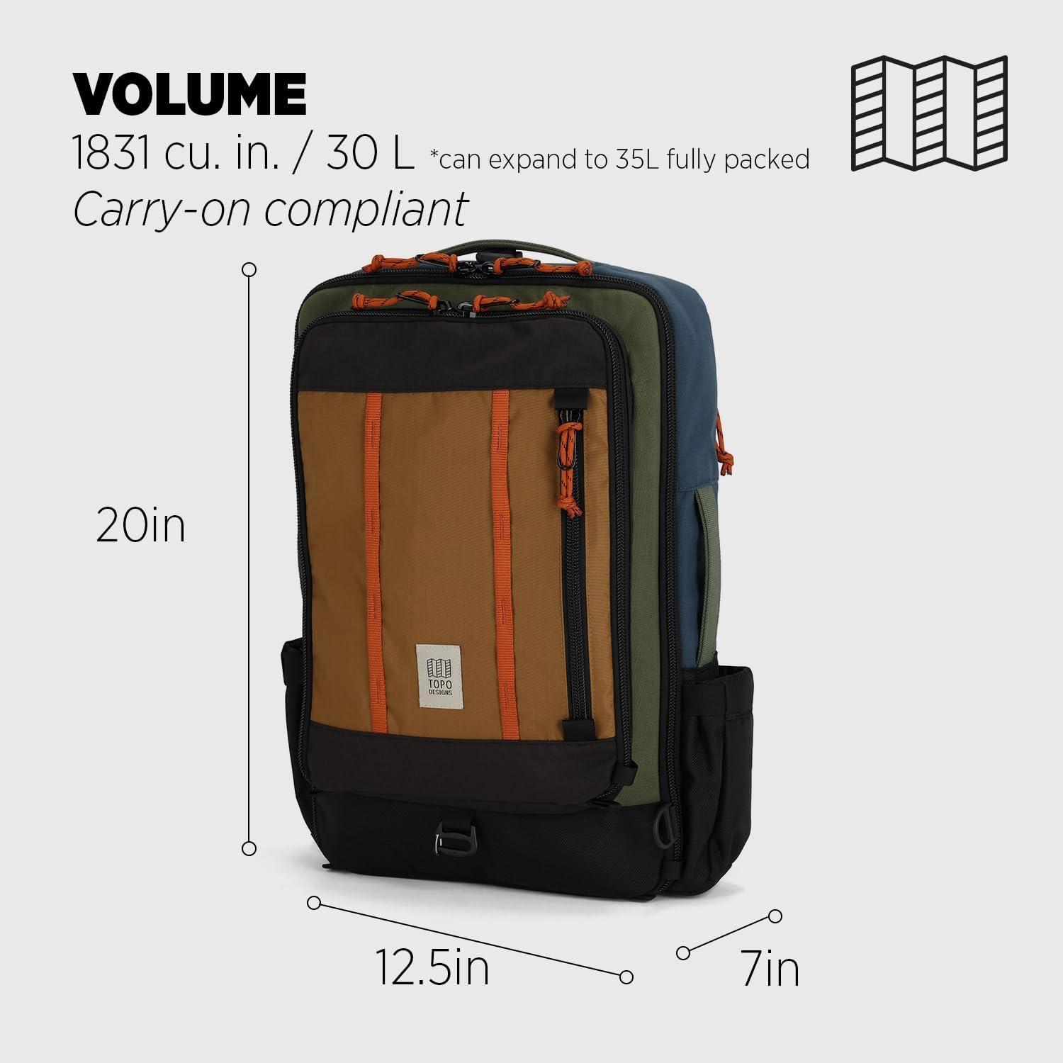 image:imageTopo Designs Global Travel Bag 3040 Liter Carryon Compliant Versatile Pack 3 Carry Options External Laptop Sleeve EcoFriendly 30L Apex Pond BlueOliveDark Khaki