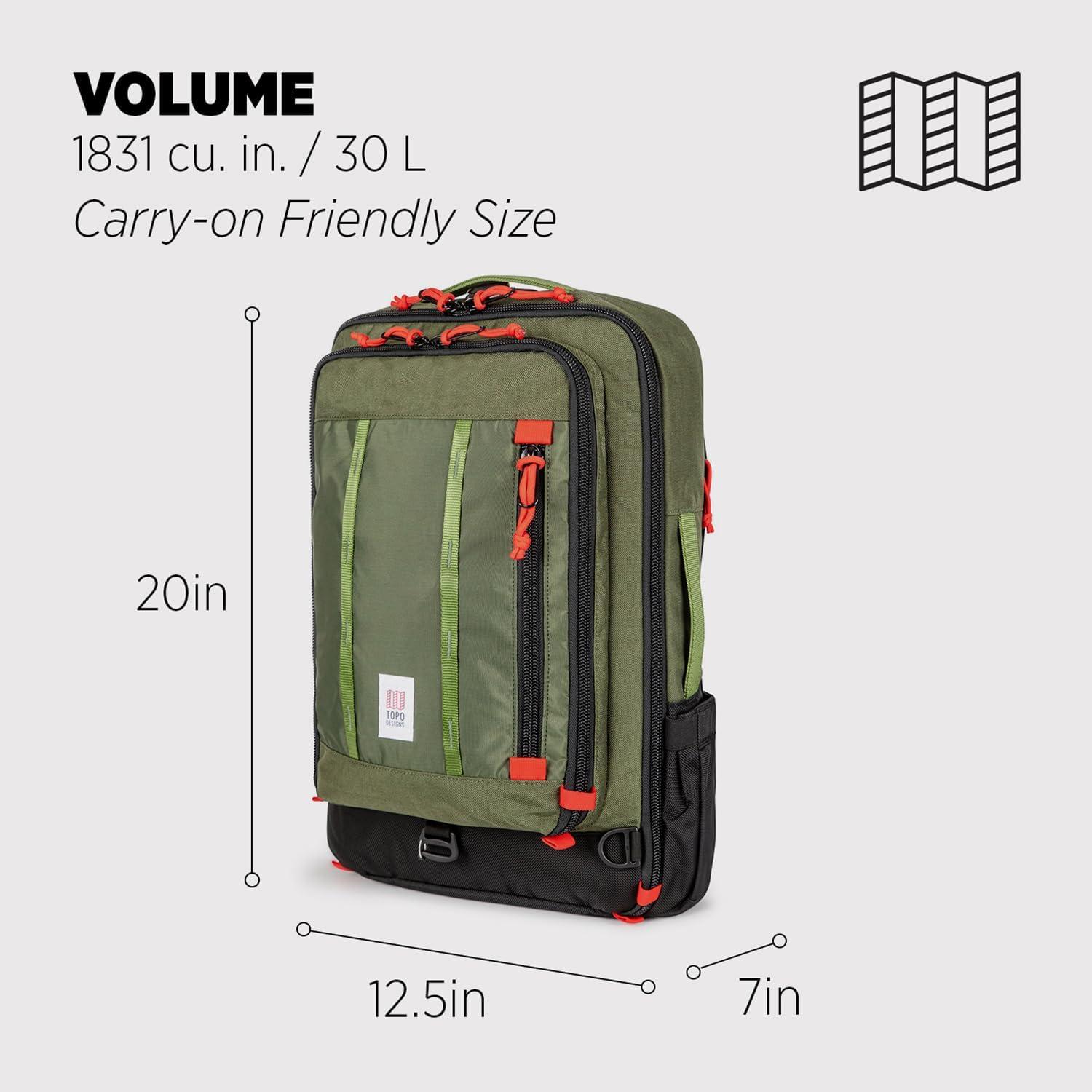 image:imageTopo Designs Global Travel Bag 3040 Liter Carryon Compliant Versatile Pack 3 Carry Options External Laptop Sleeve EcoFriendly 30L Apex Pond BlueOlive