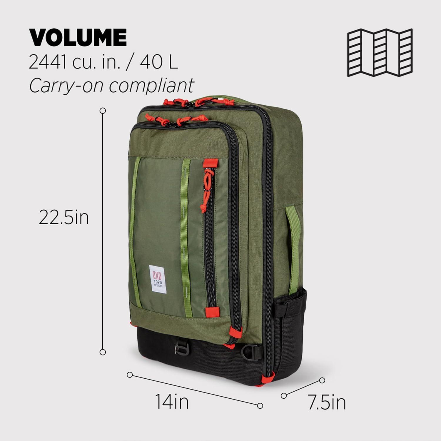 image:imageTopo Designs Global Travel Bag 3040 Liter Carryon Compliant Versatile Pack 3 Carry Options External Laptop Sleeve EcoFriendly 30L Apex Pond BlueOlive