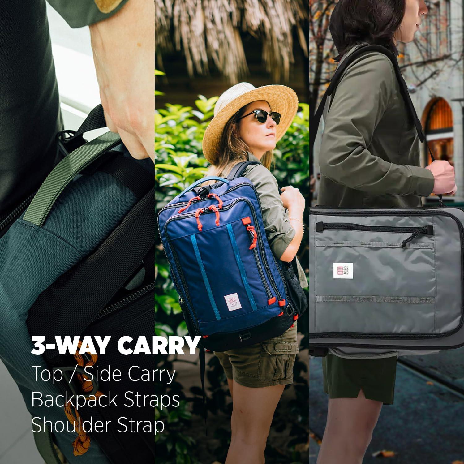 image:imageTopo Designs Global Travel Bag 3040 Liter Carryon Compliant Versatile Pack 3 Carry Options External Laptop Sleeve EcoFriendly 30L Apex Pond BlueSea Pine