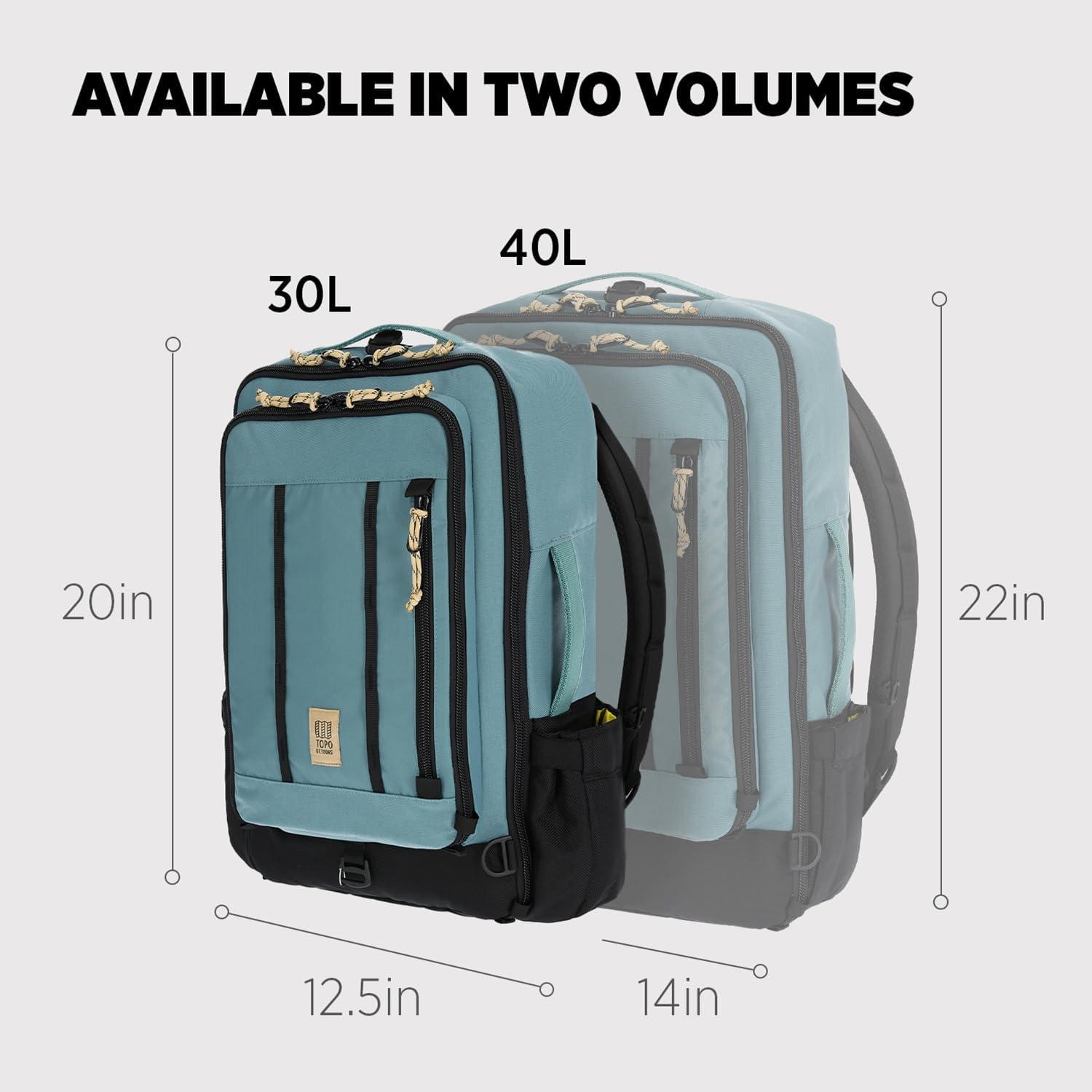 image:imageTopo Designs Global Travel Bag 3040 Liter Carryon Compliant Versatile Pack 3 Carry Options External Laptop Sleeve EcoFriendly 30L Apex Pond BlueSea Pine
