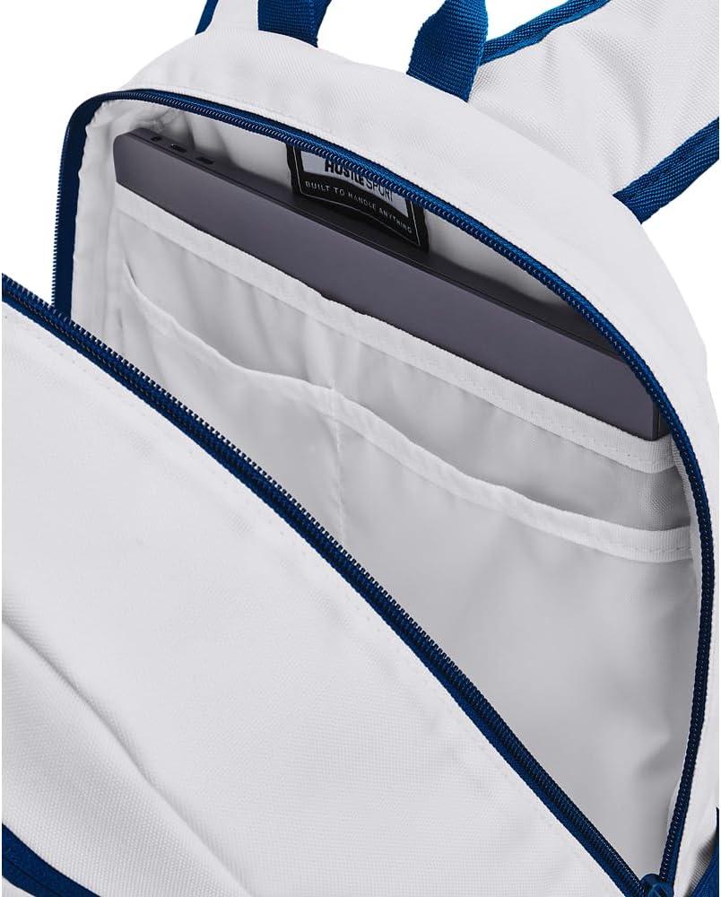 image:imageUnder Armour Hustle Sport Backpack101 White Varsity Blue Blizzard