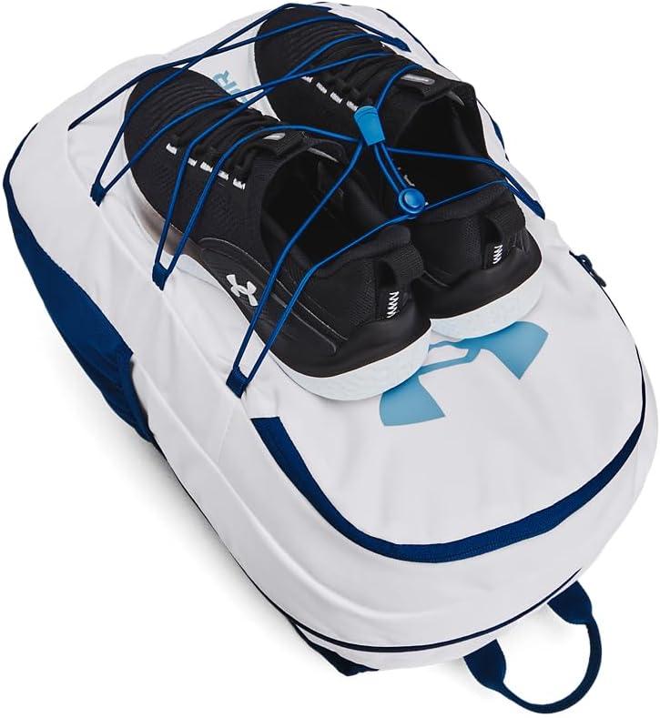 image:imageUnder Armour Hustle Sport Backpack101 White Varsity Blue Blizzard
