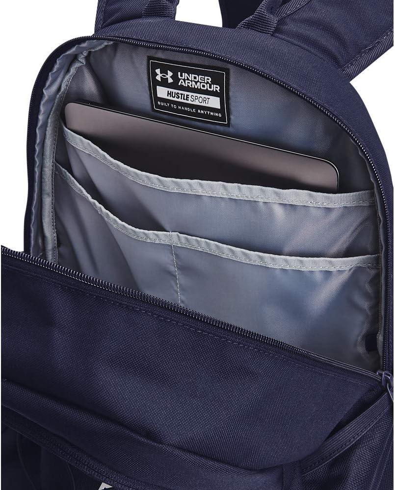 image:imageUnder Armour Hustle Sport BackpackMidnight Navy 410Metallic Silver