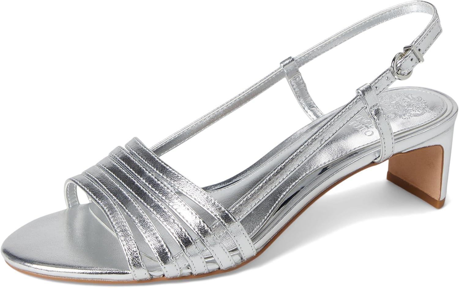 image:imageVince Camuto womens Layton Strappy Kitten Heel SandalsLux Silver